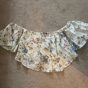 Zara off the shoulder floral eyelet top